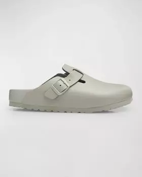 Бостонские кожаные сабо с пряжкой BIRKENSTOCK, цвет Mineral Gray