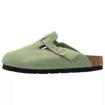 Сандалии-клоги Birkenstock Boston Soft Footbed Suede Leather, зеленый
