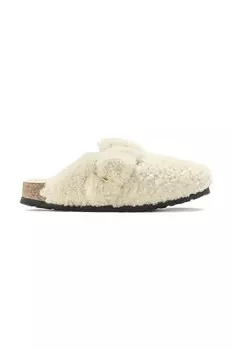 Бостонские тапочки с большой пряжкой из плюша Birkenstock, бежевый