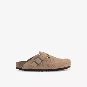 Бостонские тисненые замшевые сабо без задника Birkenstock, бежевый