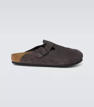Бостонские замшевые сабо Birkenstock, цвет velvet grey