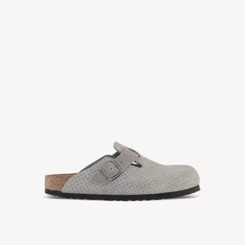 Бостонские замшевые сабо с тиснением в горошек Birkenstock, серый