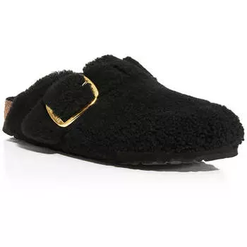Бостонские женские мюли с большой пряжкой Fuzzy Slip On Birkenstock, цвет black gold