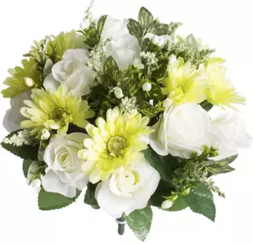 Botanic-Haus искусственный цветок "букет роза-гербера" /35х43 см, цвет creme-wei-leicht-hellgrn