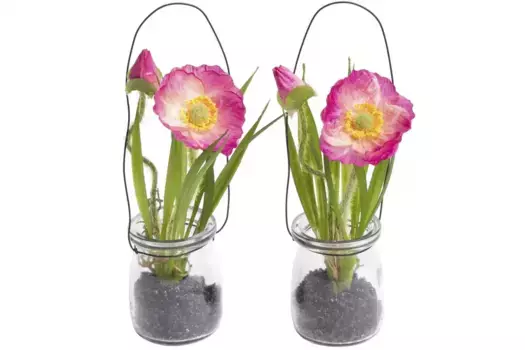 Botanic-Haus искусственный цветок "Маки в стакане" /10х19 см, цвет beauty