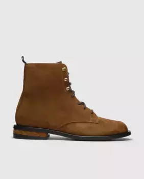 Ботильоны Basqui на плоской подошве из замши со шнуровкой Castaer, коричневый