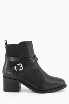 Ботильоны Black Poet на высоком каблуке с пряжкой Dune London, черный