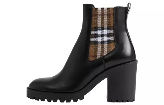 Ботильоны Burberry с клетчатыми вставками, черный / коричневый