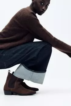 Ботильоны "челси" с выдвижным язычком ZARA, коричневый