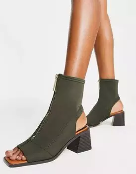 Ботильоны цвета хаки с открытым носком и каблуком River Island