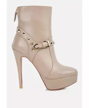 Ботильоны Dejang из искусственной кожи с металлическими заклепками и украшением London Rag, бежевый