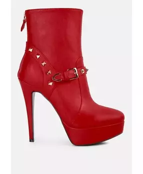 Ботильоны Dejang из искусственной кожи с металлическими заклепками и украшением London Rag, красный