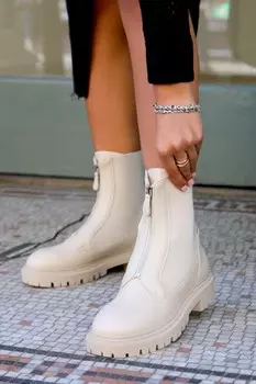 Ботильоны Della с декоративной молнией Linzi, бежевый