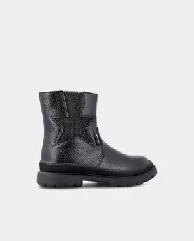 Ботильоны для девочек со звездами на одной стороне и застежкой-молнией Garvaln, черный