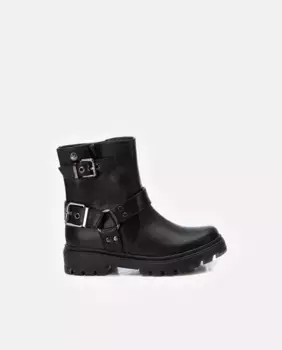 Ботильоны для девочки с боковой молнией и декоративными пряжками Xti, черный