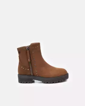 Ботильоны для девочки с боковой молнией и резиновой подошвой Xti, цвет Camel