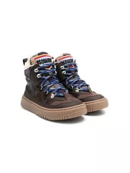 Ботильоны DSQUARED2 KIDS с вышитым логотипом, коричневый