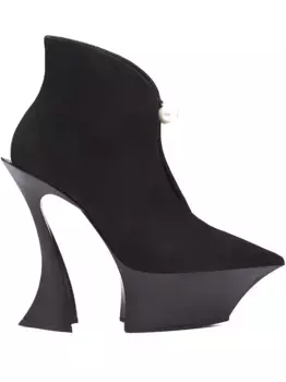 Ботильоны Fang 95 на скульптурном каблуке Mugler, черный