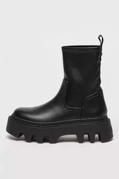 Ботильоны Flora из экокожи на плоской платформе Buffalo, черный