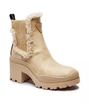 Ботильоны Guess Yvette Shearling на блочном каблуке, бежевый