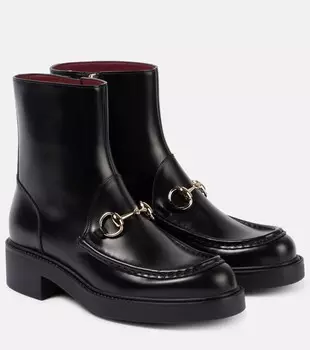 Ботильоны из кожи Horsebit Gucci, черный