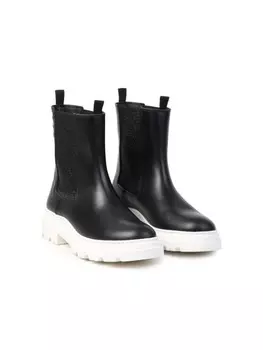 Ботильоны из кожи с логотипом Karl Lagerfeld Kids, черный