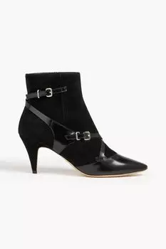 Ботильоны из лакированной замши с отделкой из лакированной кожи TOD'S, черный