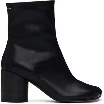 Ботильоны из натуральной кожи с прострочкой MM6 Maison Margiela, черный