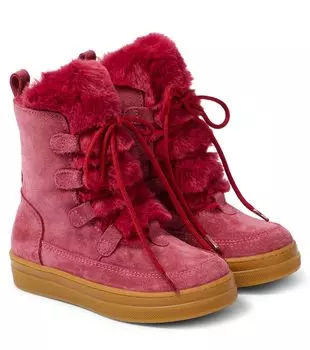 Ботильоны из замши с отделкой из искусственного меха Il Gufo, розовый