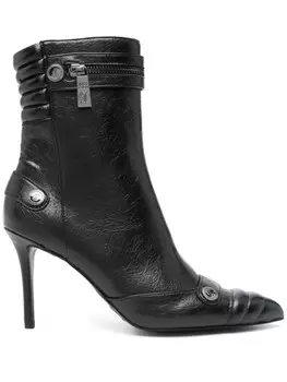 Ботильоны Just Cavalli 90 мм с логотипом и заклепками, черный