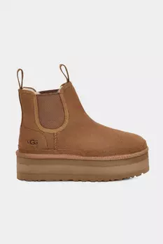 Ботильоны - Коричневые - На плоской подошве UGG, коричневый