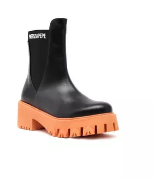 Ботильоны кожаные Patrizia Pepe, черный / оранжевый