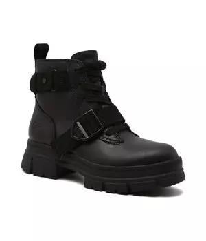 Ботильоны кожаные Ugg Ashton со шнуровкой, черный
