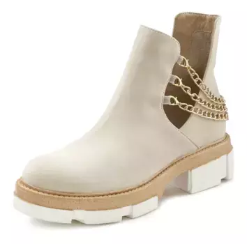 Ботильоны LASCANA, ботинки с модной цепочкой, бежевый