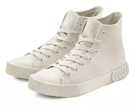 Ботильоны LASCANA из текстиля на шнуровке, высокие кеды, ботинки на шнуровке, бежевый