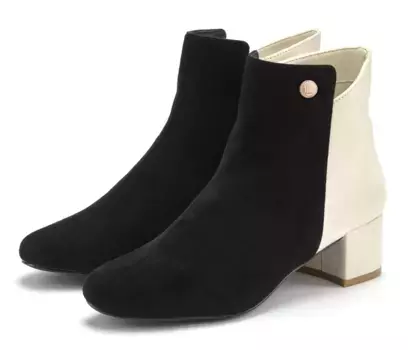 Ботильоны LASCANA, с изысканными деталями и блочным каблуком, короткие ботинки VEGAN, черный