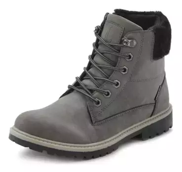 Ботильоны LASCANA, ветро- и водоотталкивающие, зимние ботинки на шнурках, уличные ботинки, антрацит