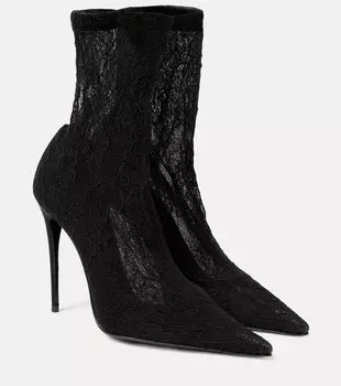 Ботильоны lollo из кружева и кожи Dolce&Gabbana, черный