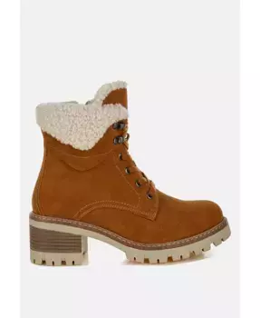 Ботильоны Madoka на толстой подошве с меховым воротником Rag & Co, коричневый/бежевый