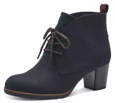 Ботильоны MARCO TOZZI на шнуровке с декоративными швами, синий