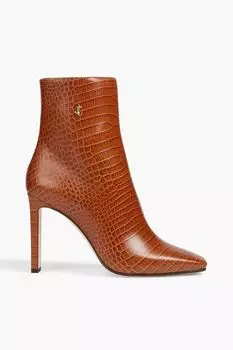 Ботильоны Minori 100 из кожи с тиснением под крокодила JIMMY CHOO, загар