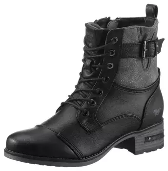 Ботильоны Mustang Shoes на шнуровке с внутренней молнией, черный