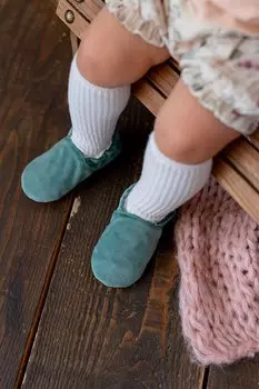 Ботильоны на бархатной противоскользящей подошве с хлопковой подкладкой-MINT-GREEN-F-847 First Step