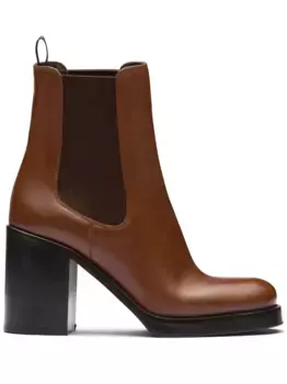 Ботильоны на блочном каблуке Prada, коричневый