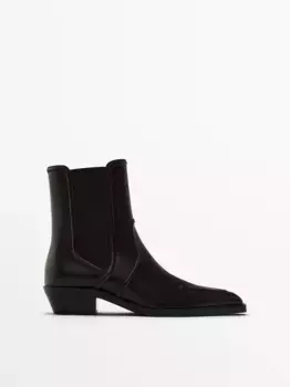 ботильоны на каблуке с маковым носком Massimo Dutti, коричневый