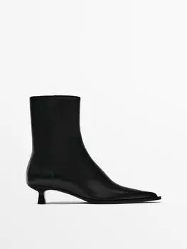 Ботильоны на каблуке с рантом Massimo Dutti, черный