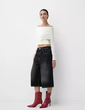 Ботильоны на каблуке с тиснением в виде животных Bershka, красный