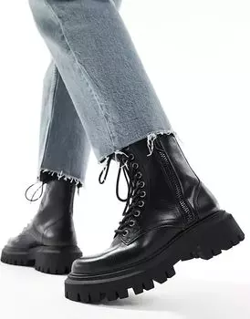 Ботильоны на молнии черного цвета Stradivarius