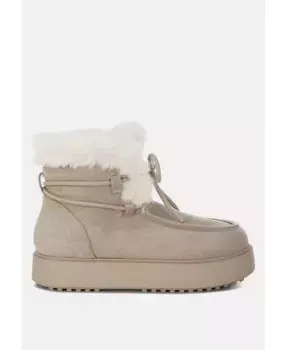 Ботильоны на платформе Bunting с воротником из искусственного меха London Rag, коричневый/бежевый