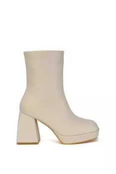 Ботильоны на платформе и массивном каблуке 'Sylvie' с квадратным носком XY London, обнаженная
